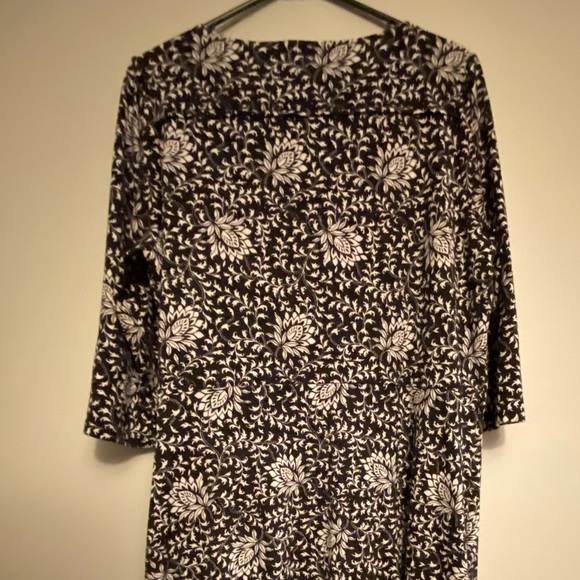 Black and White Lighthearted Lecture Wrap Dress, mid-length. 2X - Picture 5 of 8